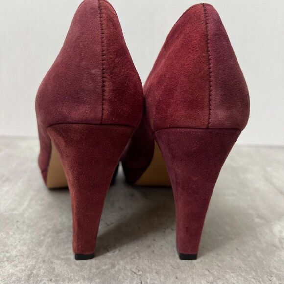 Adrienne Vittadini Prestin Burgundy Suede Platform Pumps Heels Womens Size 8M - Picture 6 of 11